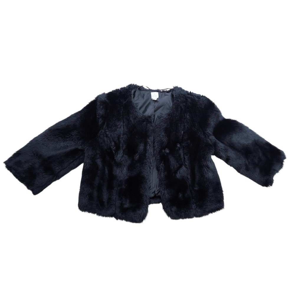 Vintage‎ Lauren Conrad Women's Black Faux Fur Cropped Bolero Coat Shrug Size S